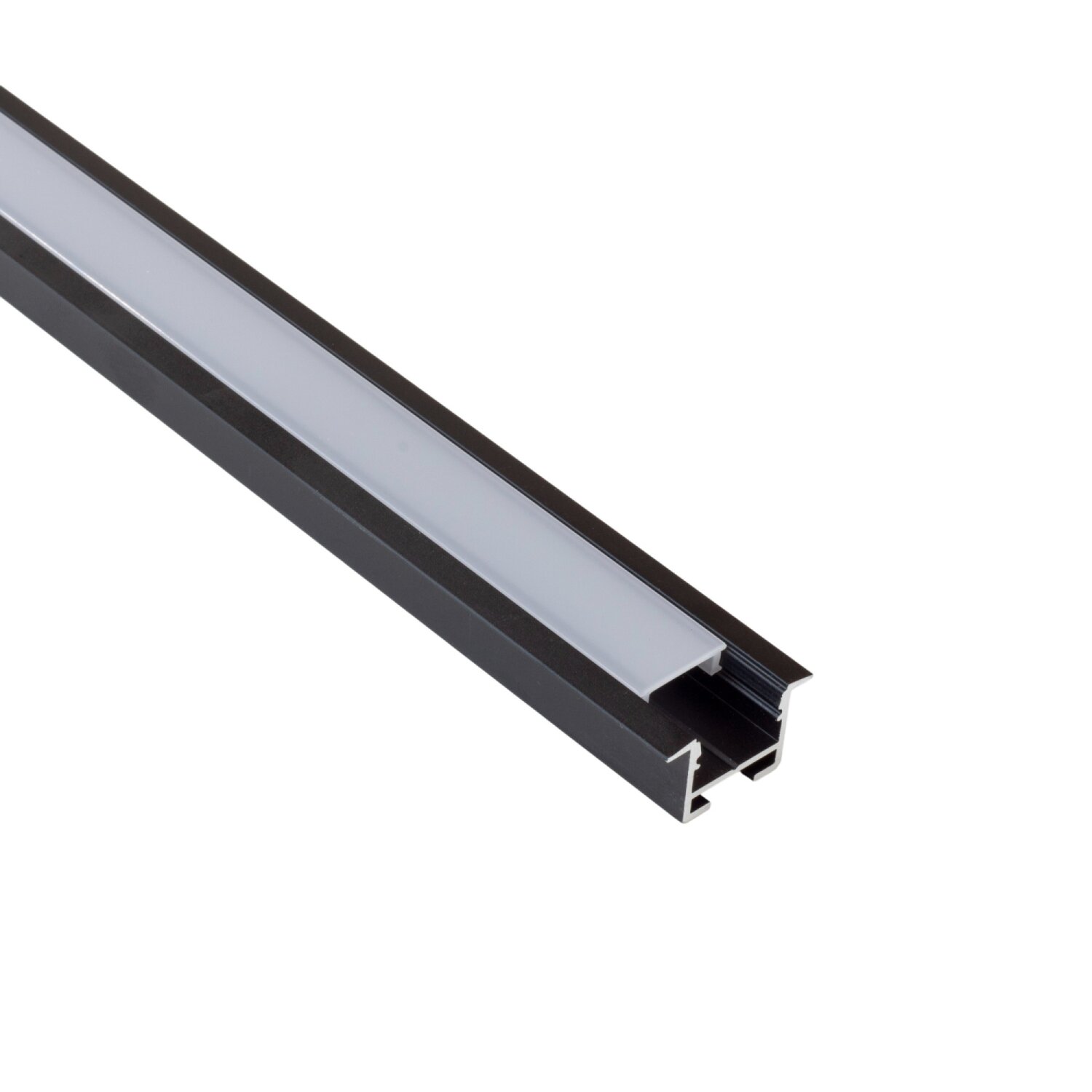 Perfil alumínio EMBUTIR DRY PRETO difusor leitoso