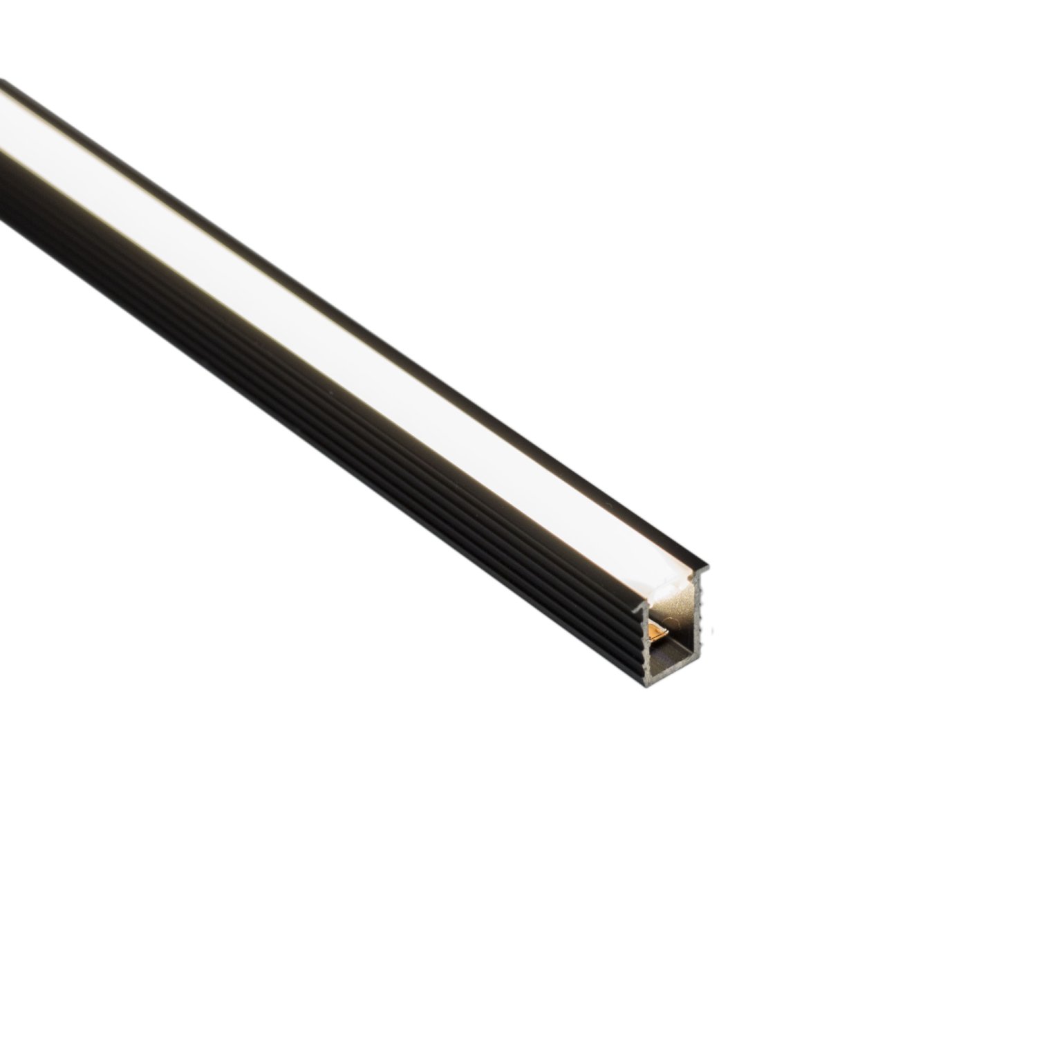 Perfil alumínio EMBUTIR FILLET PRETO difusor leitoso