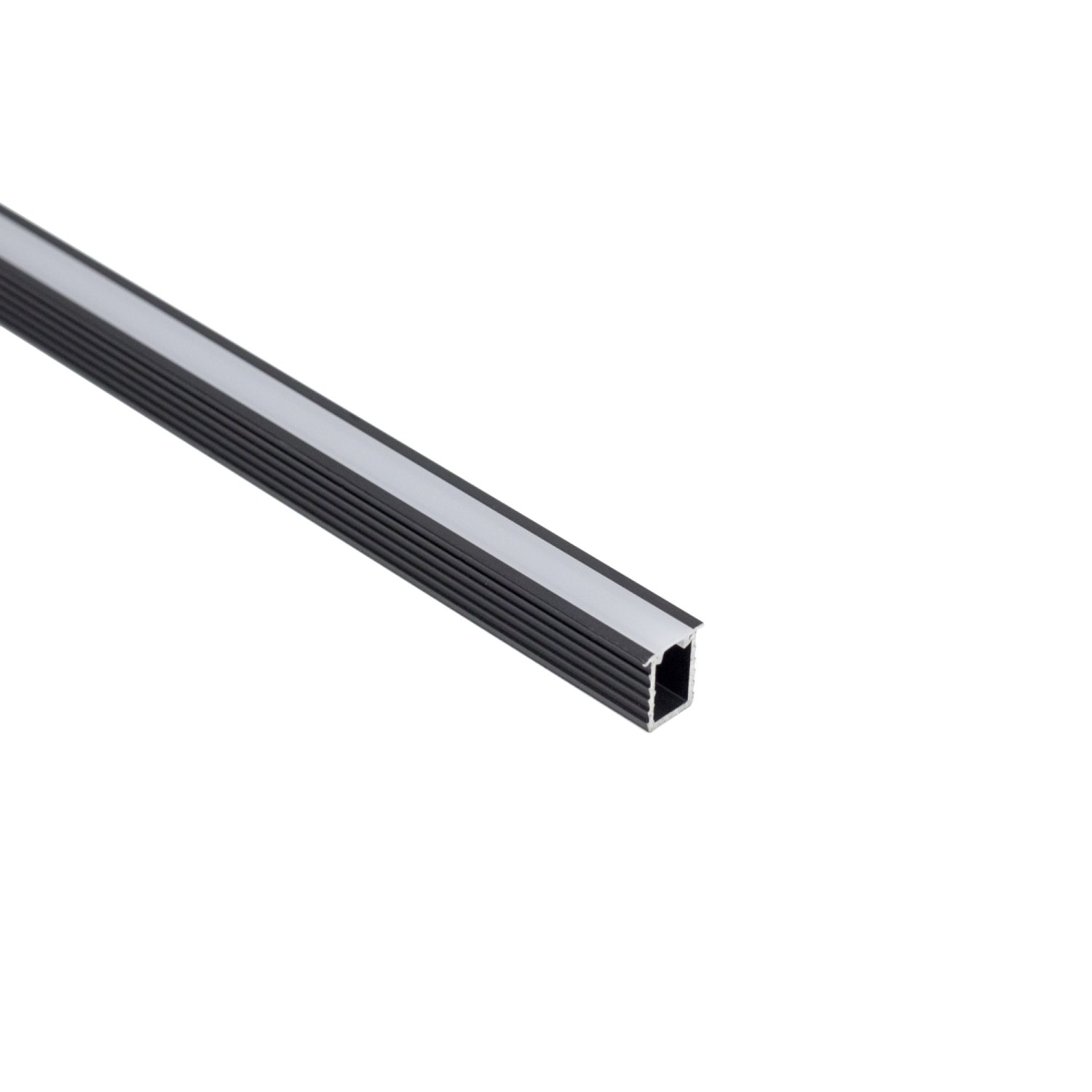 Perfil alumínio EMBUTIR FILLET PRETO difusor leitoso