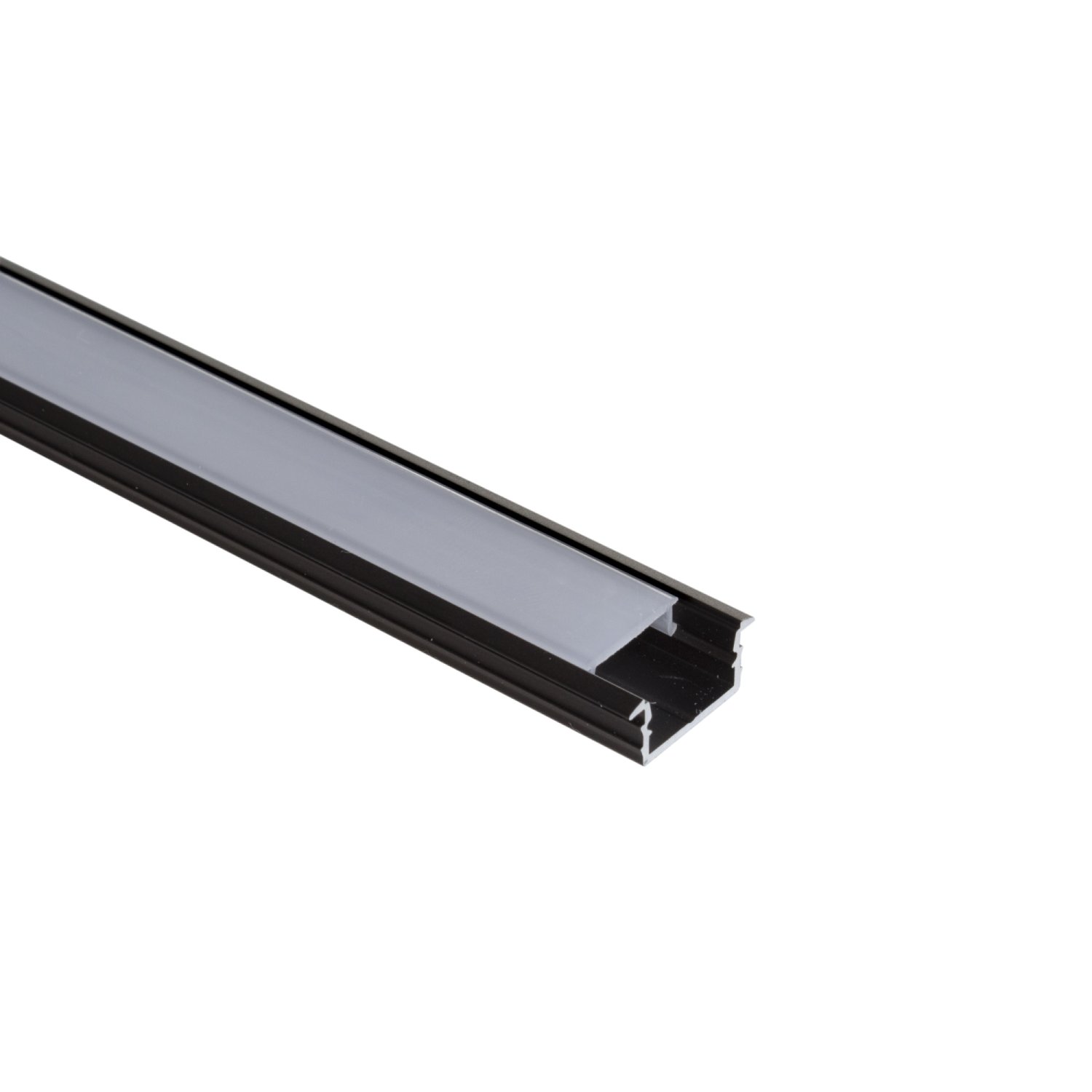 Perfil alumínio EMBUTIR NEW SLIM PRETO difusor leitoso