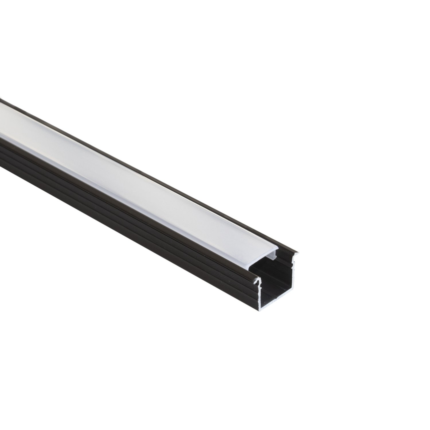 Perfil alumínio EMBUTIR NEW STANDARD PRETO difusor leitoso