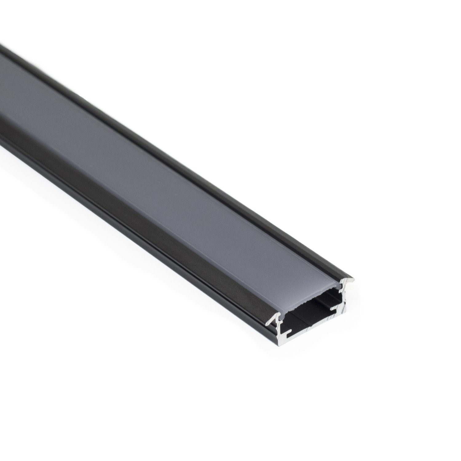 Perfil alumínio EMBUTIR SLIM PRETO difusor FUMÊ
