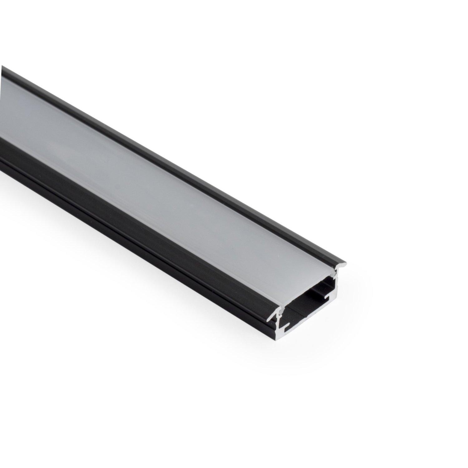 Perfil alumínio EMBUTIR SLIM PRETO difusor leitoso