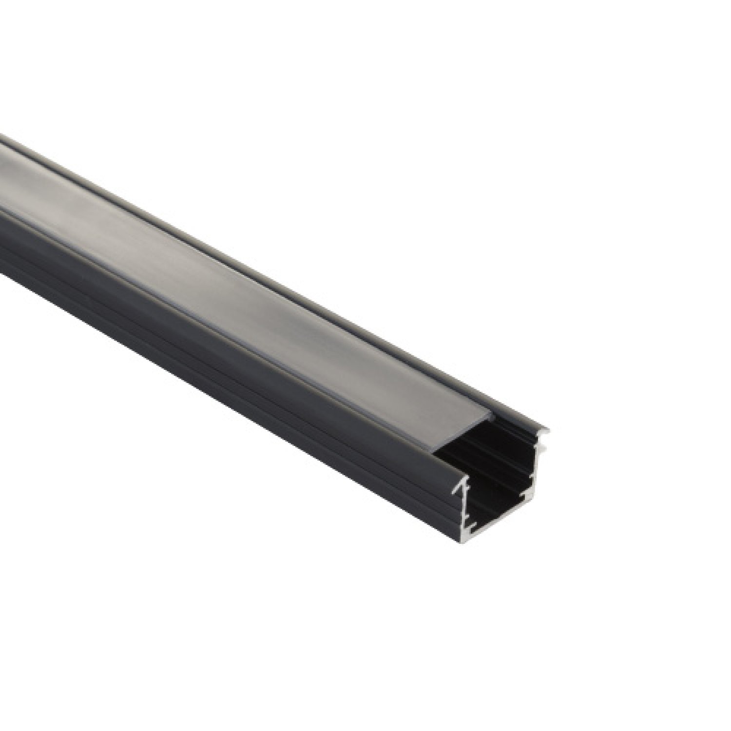 Perfil alumínio EMBUTIR STANDARD PRETO difusor FUMÊ