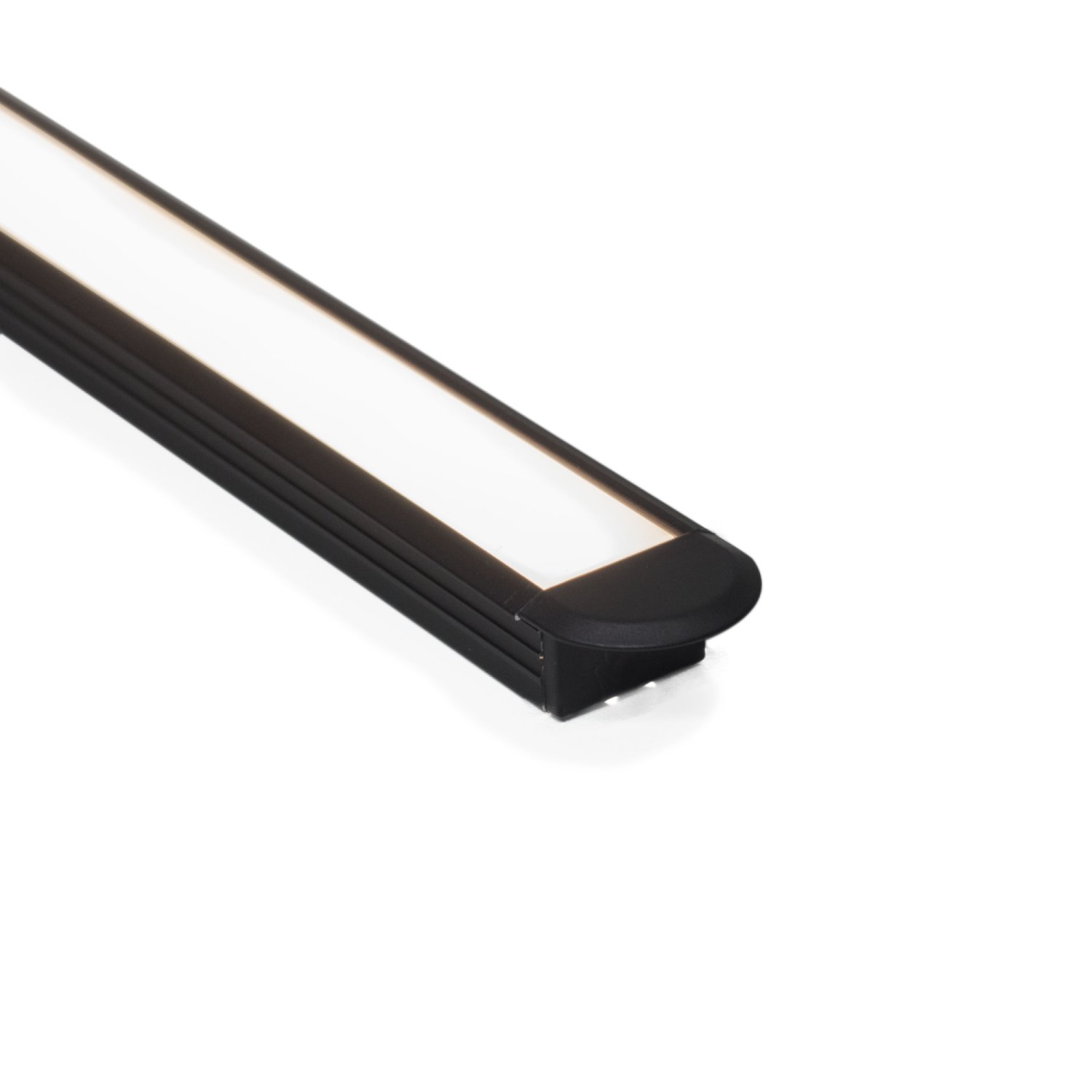 Perfil alumínio EMBUTIR STANDARD PRETO difusor leitoso