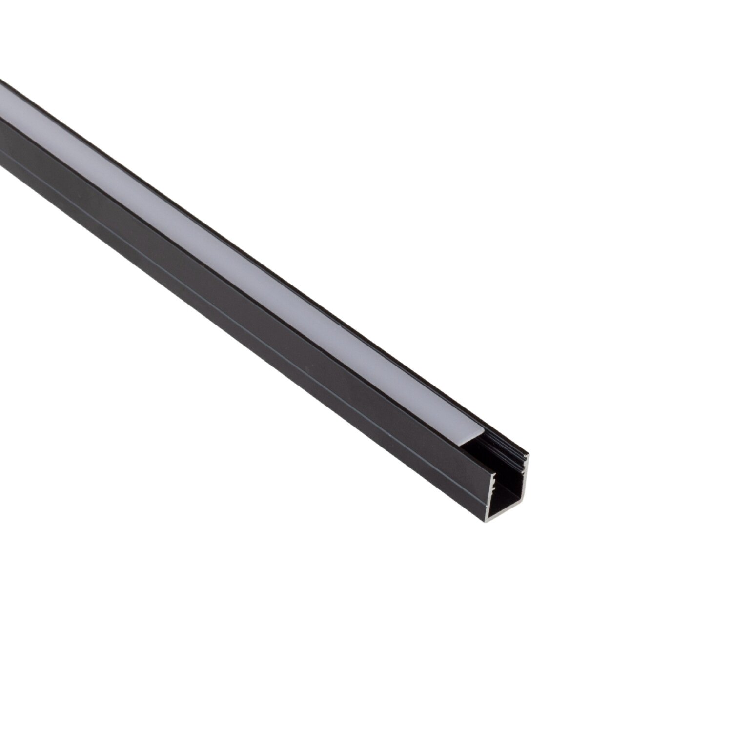 Perfil alumínio SOBREPOR FILLET PRETO difusor leitoso